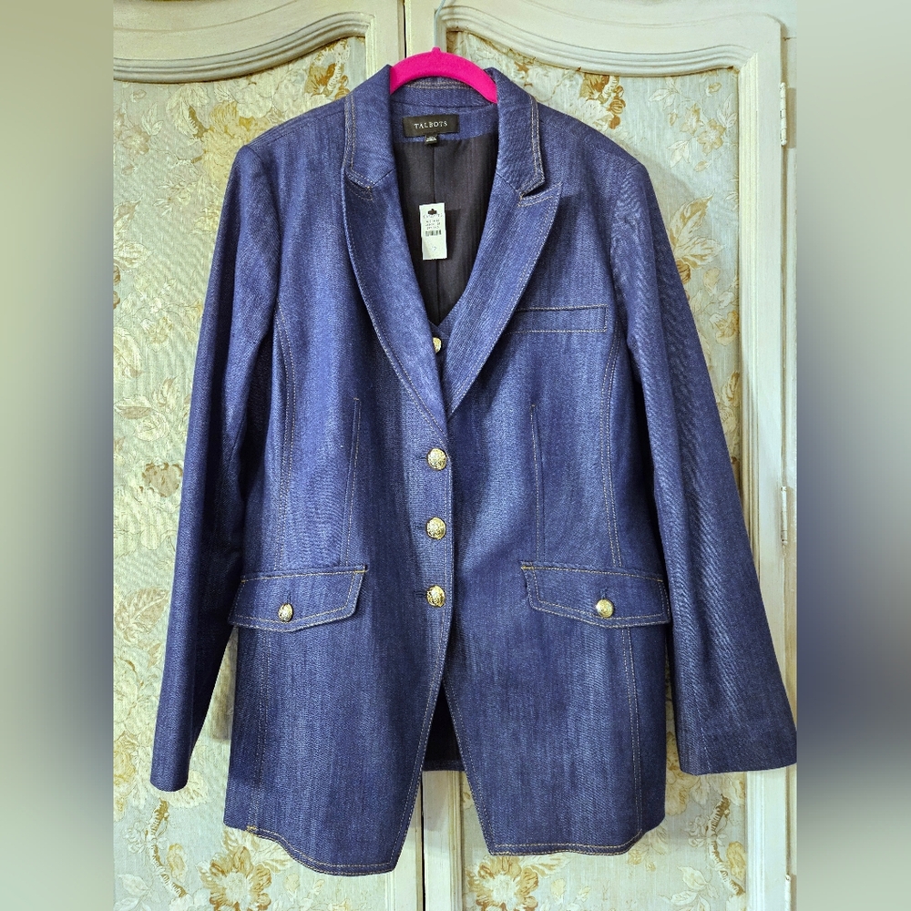 TALBOTS DENIM BLAZER AND VEST 12 NWT
